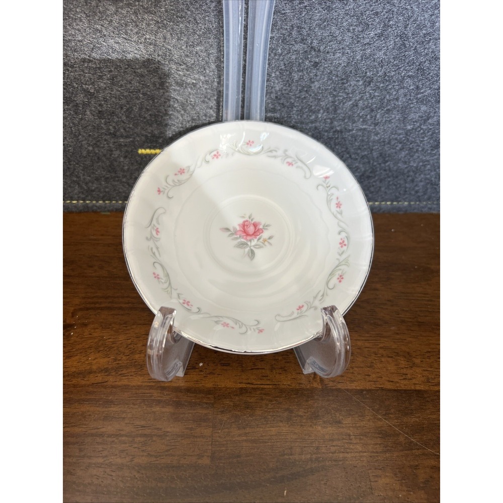 Vintage‎ Royal Swirl Fine China Japan Pink Rose Saucer 6"